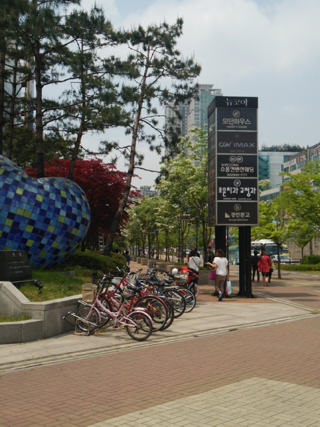 自転車置き場と看板